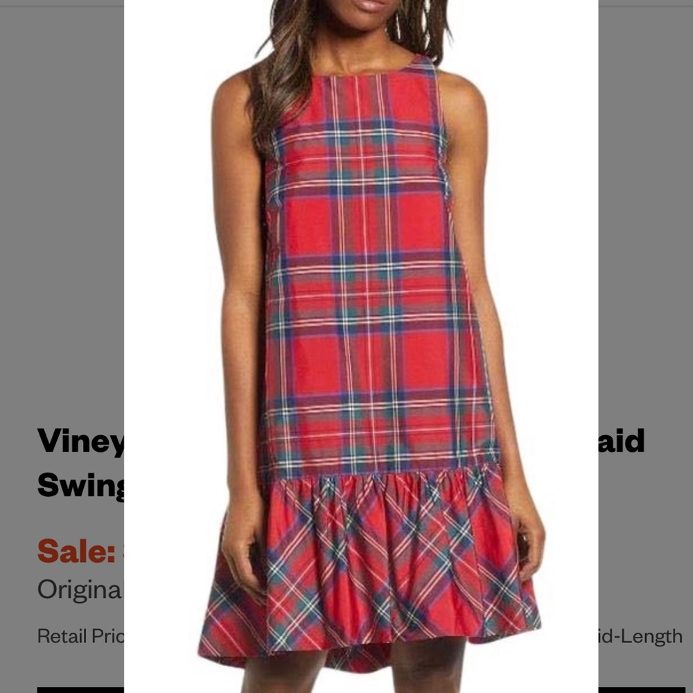 Plaid vineyard vines sleeveless dress red